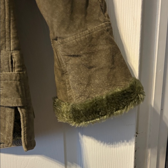 Dennis Basso green leather coat with faux fur lining. Size M. - Picture 6 of 8